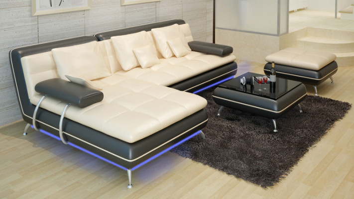 Leather sofa with USB Living landscape Corner sofa Eck Suite Design Modern Sofa F3015
