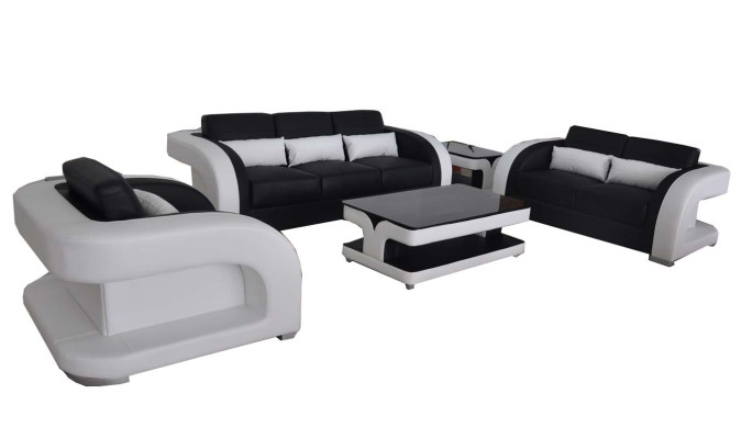 XXL Leather Living landscape Suite Design Modern Sofa + USB Sets 3+2+1 new