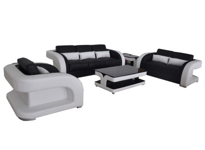 XXL Leather Living landscape Suite Design Modern Sofa + USB Sets 3+2+1 new