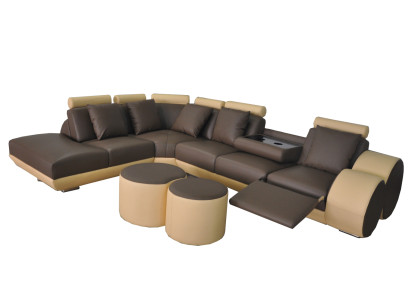 Design Leather Upholstery Seat Leather Upholstery Landscape Room Living Sofa Corner with USB