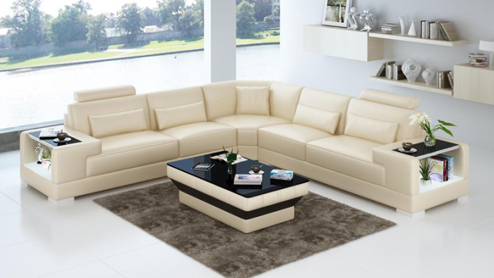 Leather sofa Couch Living landscape Corner sofa Corner Suite Design Modern Sofa with USB