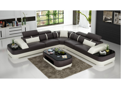 Leather Sofa Upholstery Seat Corner Sofa Suite Living landscape Living room Couch with USB