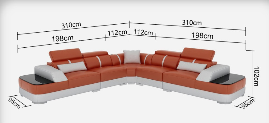 Leather Sofa Upholstery Seat Corner Sofa Suite Living landscape Living room Couch with USB