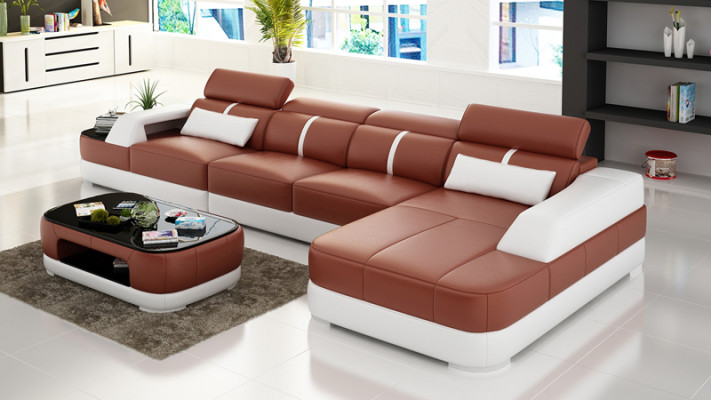 Leather Sofa Upholstery Seat Corner Sofa Suite Living landscape Living room Couch with USB