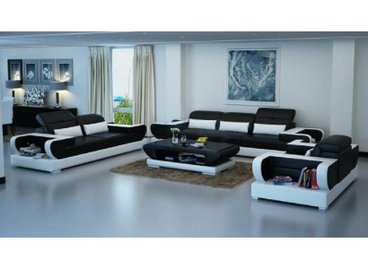 Sofa set Couch Upholstery Leather Seat Suite 3+2+1 Set Modern Sofa with USB