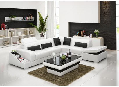 Leather sofa with USB Living landscape Corner sofa Corner Suite Design Modern Sofa G8008D