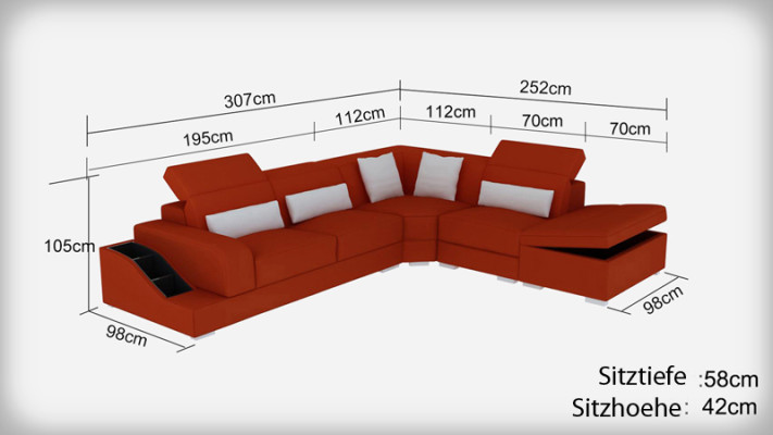 Leather sofa with USB Living landscape Corner sofa Corner Suite Design Modern Sofa G8008D