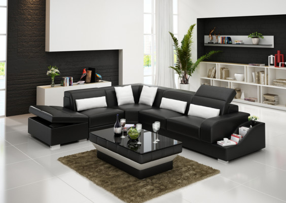 Leather sofa with USB Living landscape Corner sofa Corner Suite Design Modern Sofa G8008D