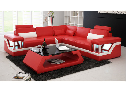 Leather sofa with USB Living landscape Corner sofa Corner Suite Couch Design Sofa L6002B