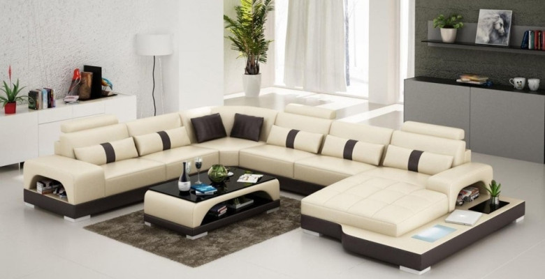Leather U-shape Living landscape Couch Big XXL Sofa Upholstery Corner Suite Corner Send