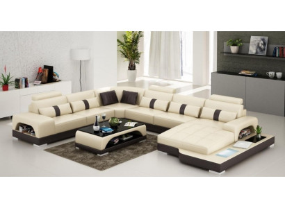 Leather U-shape Living landscape Couch Big XXL Sofa Upholstery Corner Suite Corner Send