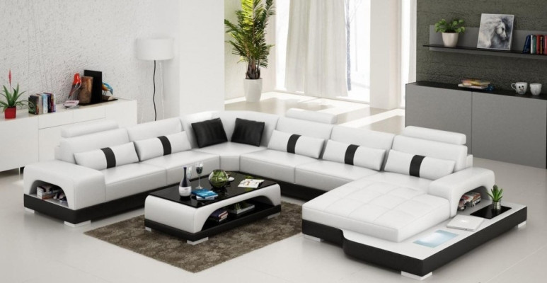 Leather U-shape Living landscape Couch Big XXL Sofa Upholstery Corner Suite Corner Send