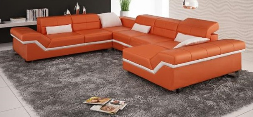 LEATHER SOFA XXL Living landscape Corner sofa DESIGN SOFA COUCH Suite Corner sofa new