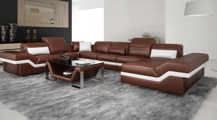 LEATHER SOFA XXL Living landscape Corner sofa DESIGN SOFA COUCH Suite Corner sofa new