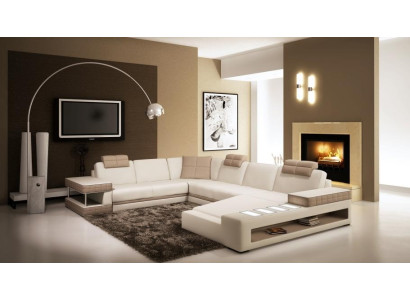 Leather sofa Corner sofa Corner sofa Upholstery Seat Corner Suite Living landscape