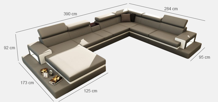 Leather sofa Sofa Corner sofa U-shape Couch Living landscape Designer Seat Corner