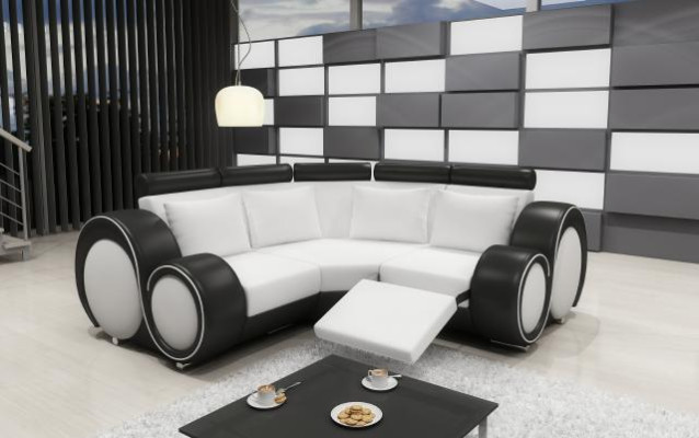 LEATHER SOFA Living landscape COUCH DESIGN Corner sofa BERLIN SOFA Suite with USB
