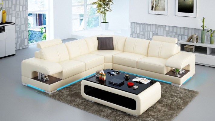 Leather sofa Couch Living landscape Corner sofa Corner Suite Design Corner sofa Sofa G8028B