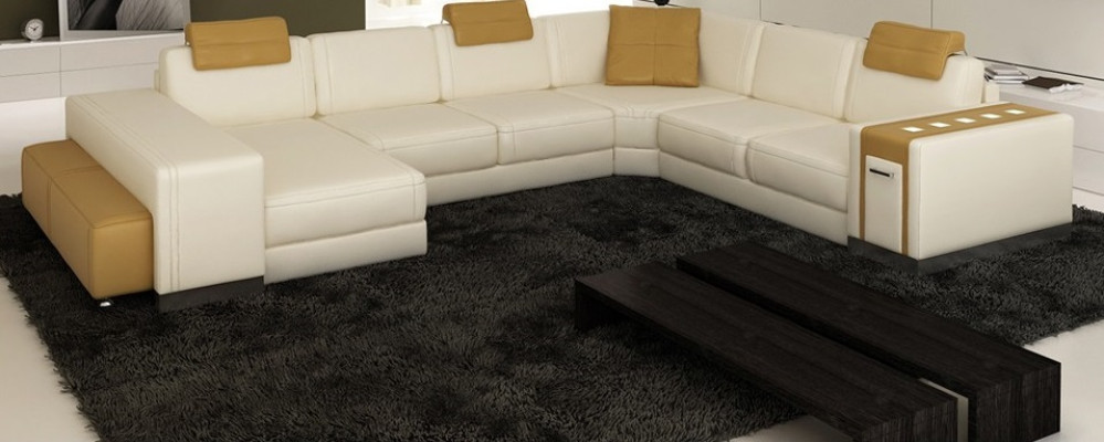 Living landscape Designer Sofa Couch Big Upholstery Leather Sofas Corner Corner Seat