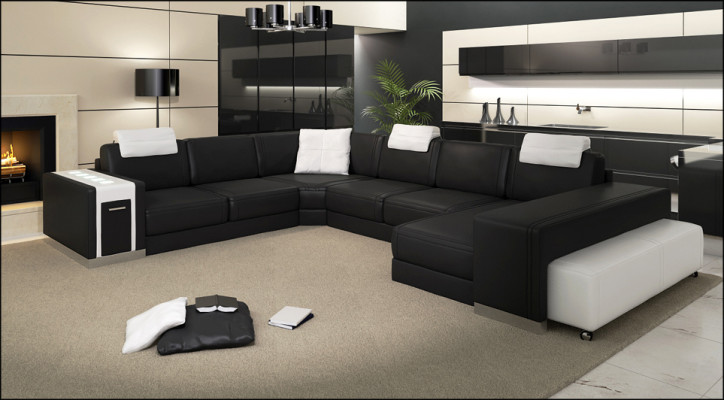 Living landscape Designer Sofa Couch Big Upholstery Leather Sofas Corner Corner Seat