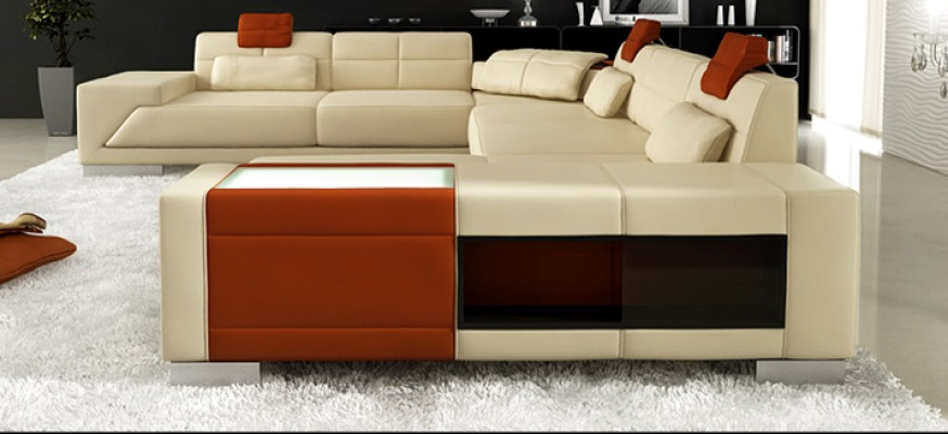 Leather sofa sofa couch designer sofa U-shape corner suite upholstered corner XXL Big PH3005