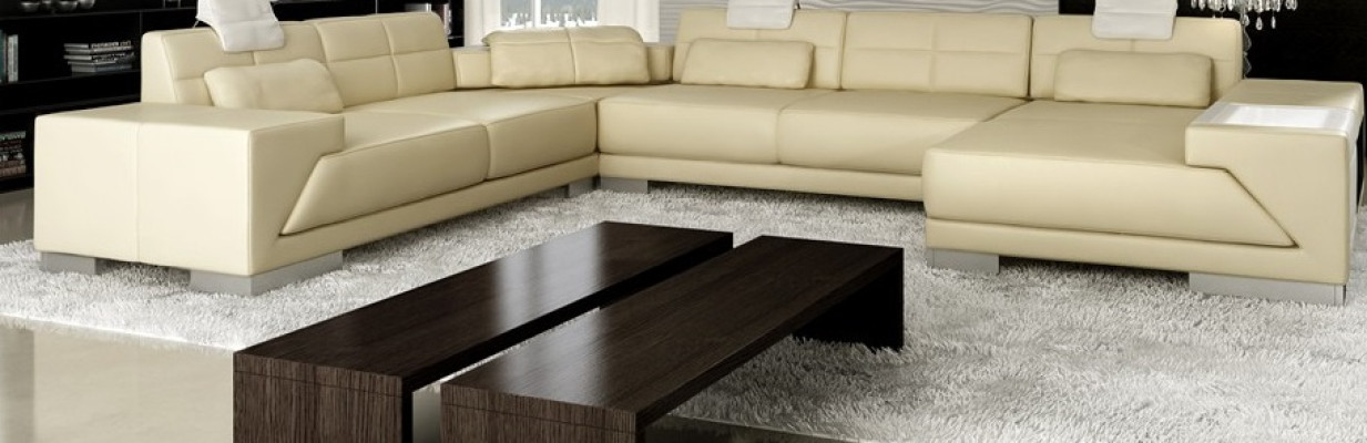 Leather sofa sofa couch designer sofa U-shape corner suite upholstered corner XXL Big PH3005