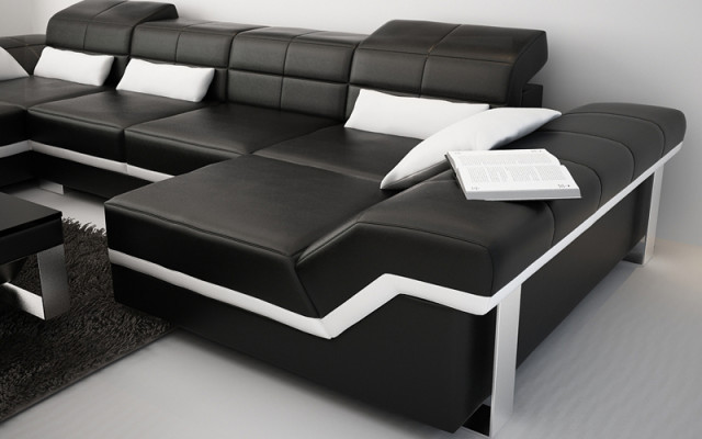 Leather sofa Sofa Couch Living landscape Corner sofa Suite Design Modern Sofa K5007C