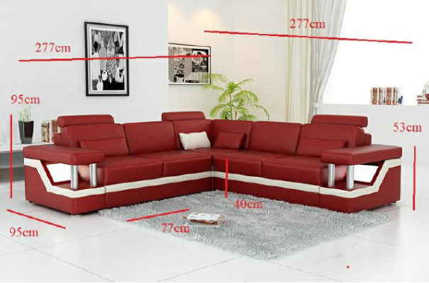 LEATHER SOFA XXL Suite Living landscape Corner sofa Leather Corner sofa Black / White