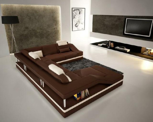 Living landscape Corner sofa Leather sofa Sofa Couch Upholstery Seat Corner Suite