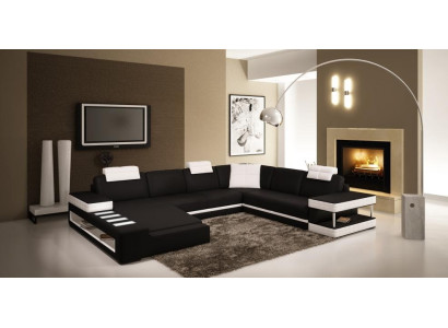 Leather sofa Corner sofa Living landscape Designer Couch Light Sofa Upholstery Hallstadt -S