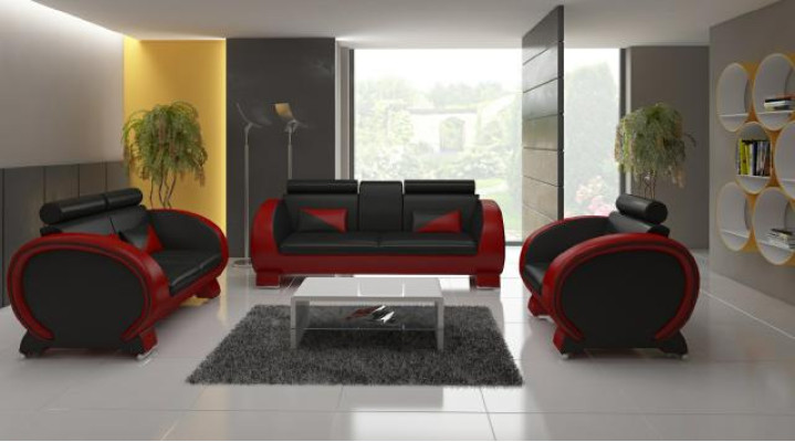 LEATHER SOFA USB DESIGN Suite 3+1 Custom-made UPHOLSTERY SET Upholstery SOFA new