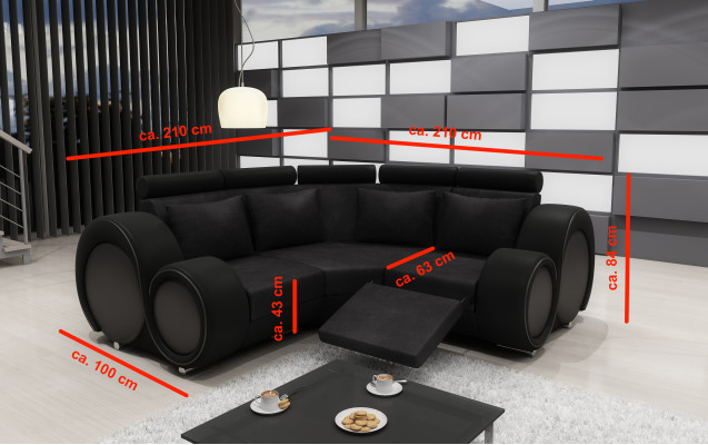 FABRIC SOFA Living landscape SOFA RELAXATION FUNCTION COUCH Corner sofa Custom-made USB