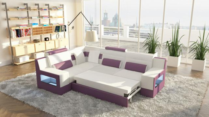 Living landscape Sofa USB Upholstery Corner Corner sofa Suite Custom Made Leather Sofa