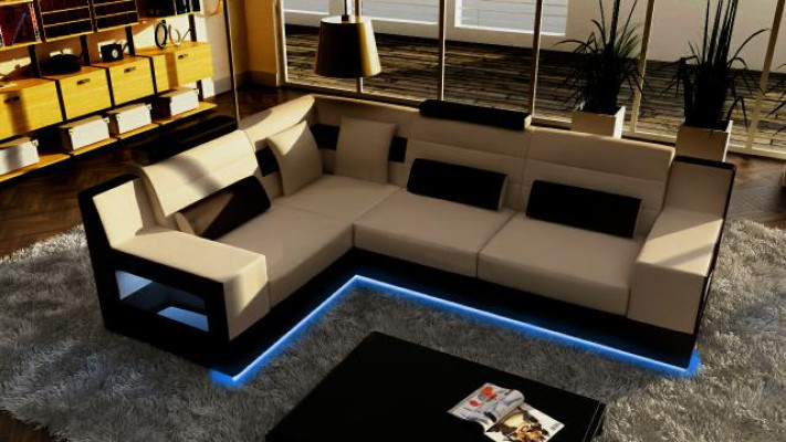 Living landscape Sofa USB Upholstery Corner Corner sofa Suite Custom Made Leather Sofa
