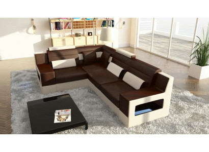 Living landscape Sofa + USB,Upholstery Corner Corner sofa Suite Textile Fabric Leather Sofas