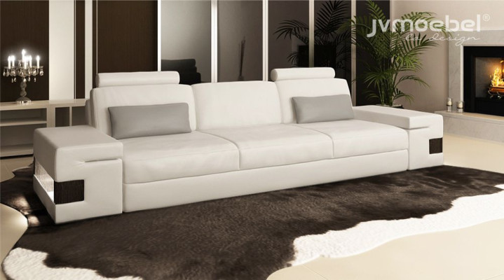 Modern Luxury Designer Sofa 3 Seater Furniture Upholstery Textile White Couches xxl big