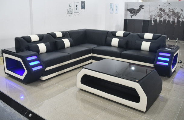 Modern Corner suite Couch Seat Cushion Corner sofa Upholstery Led Design Sofa