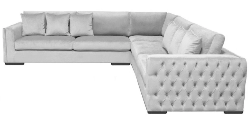 Corner sofa Silver Couch Corner suite Upholstery Living landscape Velvet fabric Furniture Design