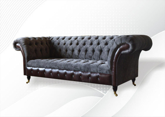 Chesterfield 3 Seater Living room Couch Sofa Upholstery Seat Textile Fabric