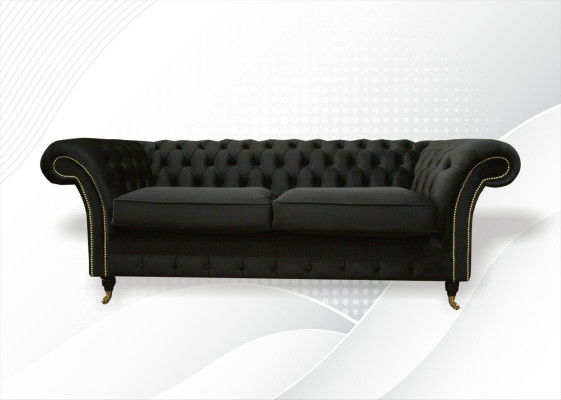 Chesterfield Couch Upholstery Sofas Classic r Textile Black Sofa 3 Seater