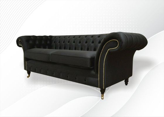 Chesterfield Couch Upholstery Sofas Classic r Textile Black Sofa 3 Seater