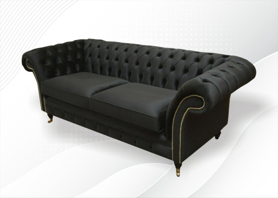 Chesterfield Couch Upholstery Sofas Classic r Textile Black Sofa 3 Seater