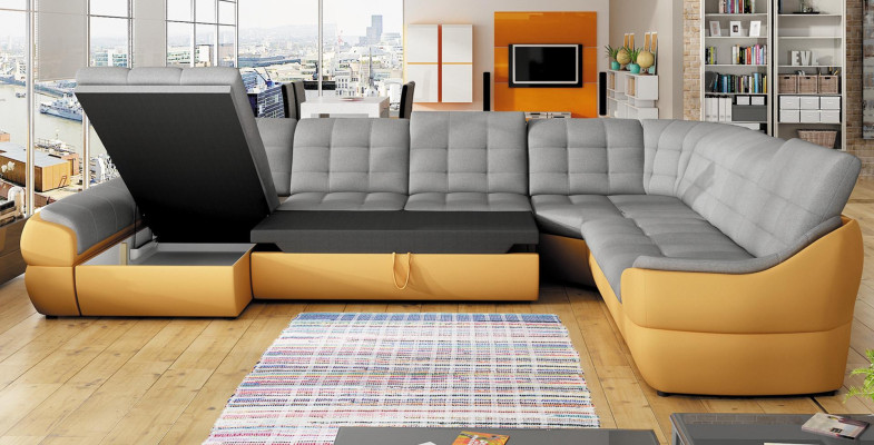 Sofa Sofa bed Living landscape with Bed function + bed base Corner sofa U Couch