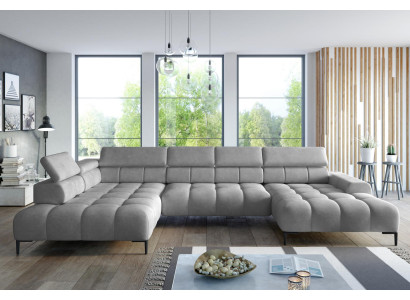 Corner sofa Textile Sofa Couch Upholstery Corner Seat Living landscape Corner group U-shape Gray
