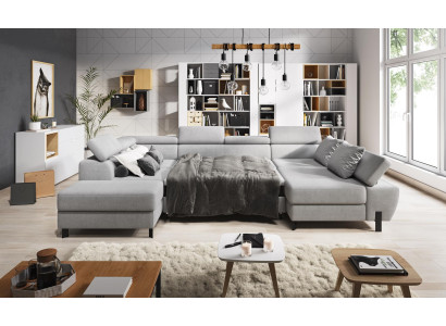 Design Corner sofa U-shape Bed function Couch Leather Textile Sofas Sofa bed Fabric new