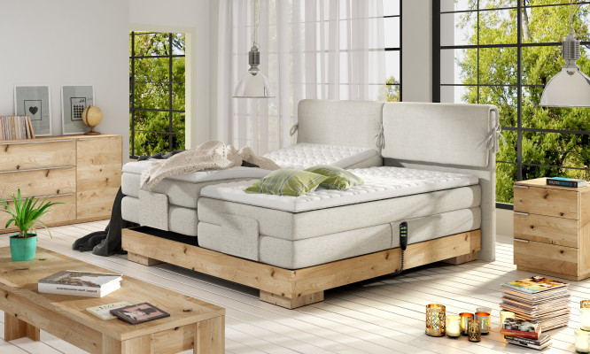 Electric Box Spring Bed Beds Oak Solid Real wood Double bed Complete