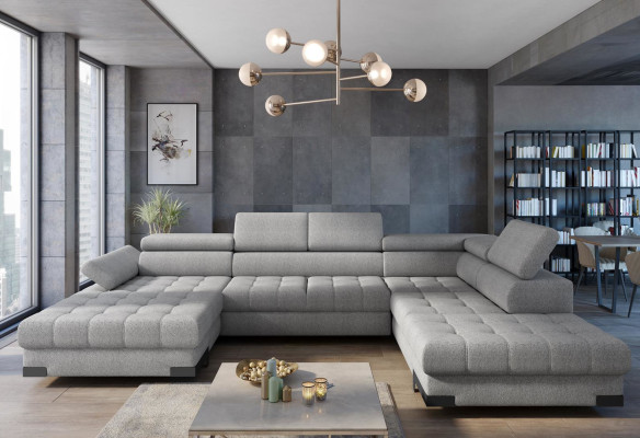 Living landscape Corner sofa Fabric U-shape Bed function Couch Design Upholstery Textile Corner