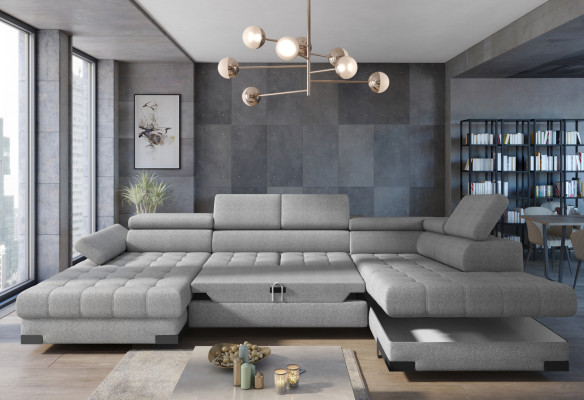 Living landscape Corner sofa Fabric U-shape Bed function Couch Design Upholstery Textile Corner