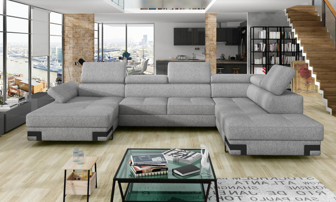 Fabric Corner sofa U-shape Sofa Couch Design Upholstery Modern Textile Bed function new