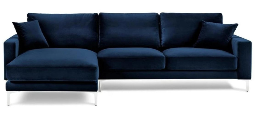 Corner sofa Blue Living landscape Couch Corner suite Upholstery Italian Furniture Design